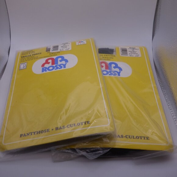 Vintage Rossy Queen Size Nylon 2XL Style 950 Pantyose Black and Taupe - Picture 1 of 16